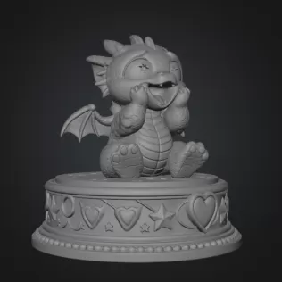 Excited Baby Dragon STL File for 3D Printing - Model thumbnail 10