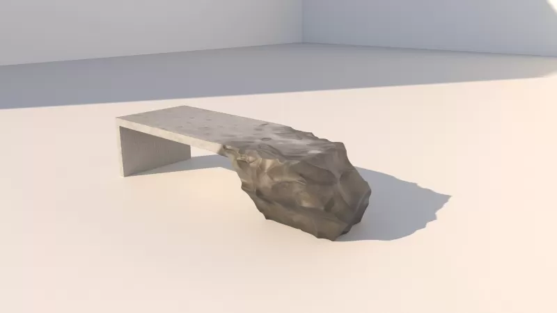 Stone seat / Stone bench - Model preview 2