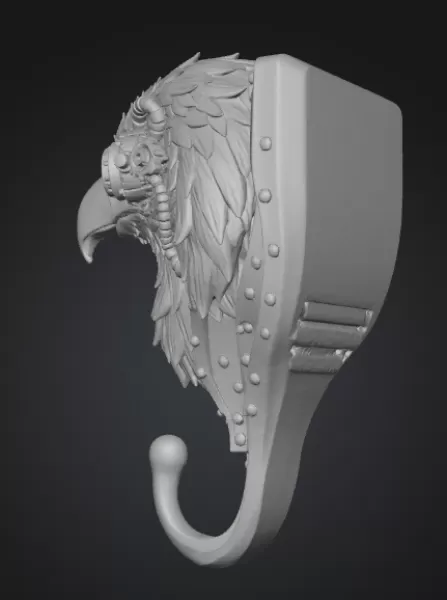 Steampunk Eagle Wall Hook (High Detail) - Model preview 4