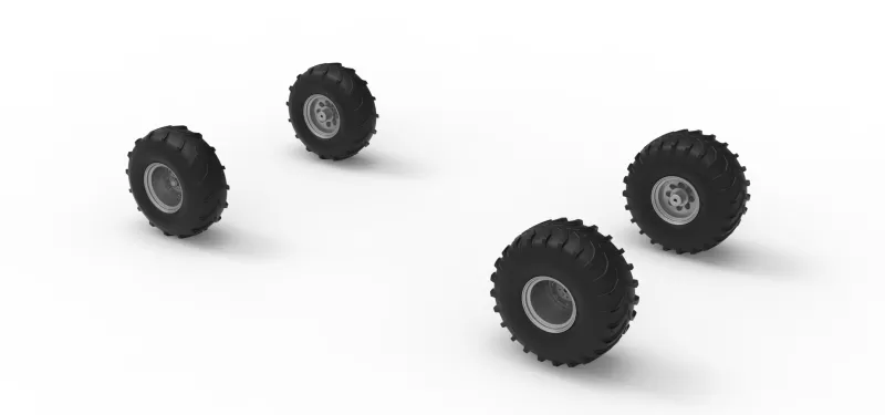 Wheel set of Mud dragster Version 3 Scale 1:25 - Model preview 8