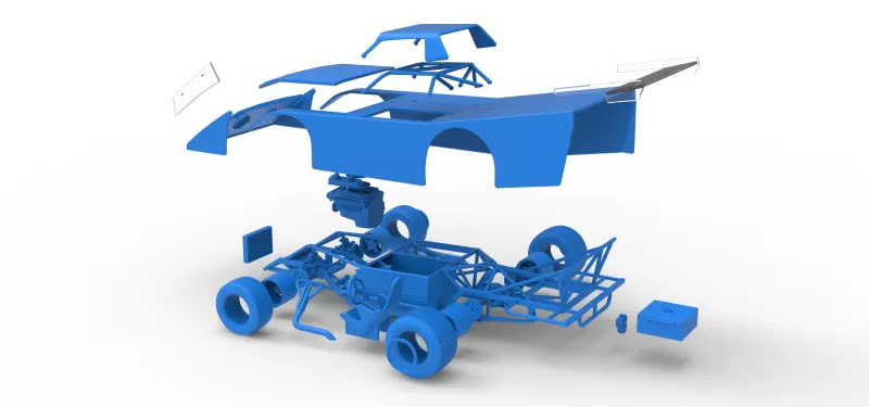 Vintage Dirt late model Race car Version 5 Scale 1:25 - Model preview 29