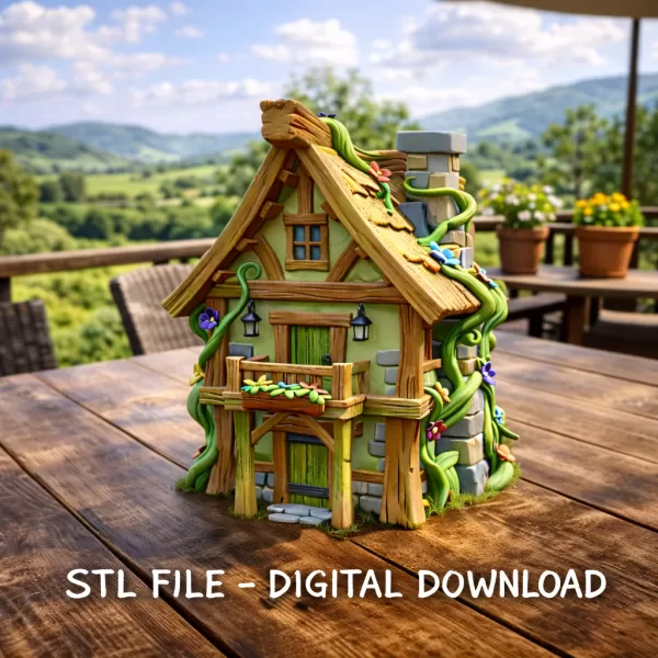 Enchanted Forest Cottage STL File 3D Printable Fantasy House - Model preview 1