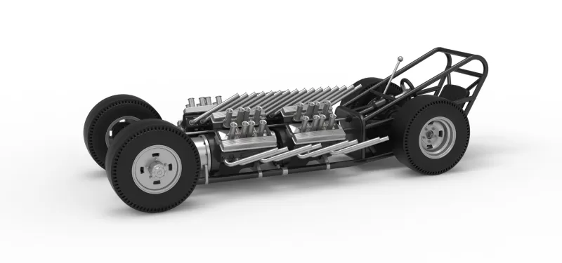 Vintage AWD Dragster Base Version 2 Scale 1:25 - Model preview 1