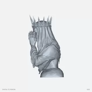 Praying Crowned Gothic Bust - STL - Model thumbnail 3
