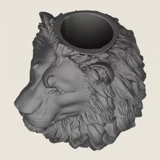 Lion Head Vase Print Ready 3D Model - Model thumbnail 2
