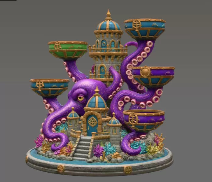 Kraken Citadel Organizer STL File for 3D Print - Model preview 8