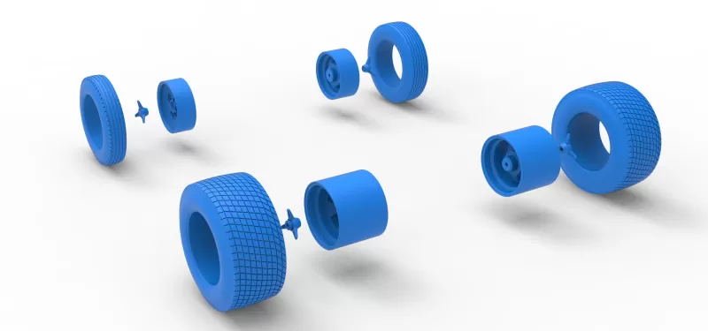 Wheel Set of Dirt Silver Crown Champ car Version 2 Scale 1:25 - Model preview 15