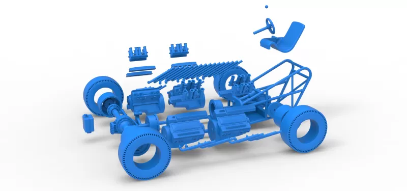 Vintage AWD Dragster Base Version 2 Scale 1:25 - Model preview 23