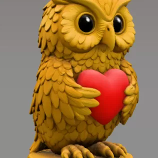 Owl with Heart - Highly Detailed Figurine Pendant
