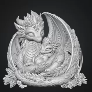 Lavender Dragon Mother and Baby STL File for 3D Print - Model thumbnail 10