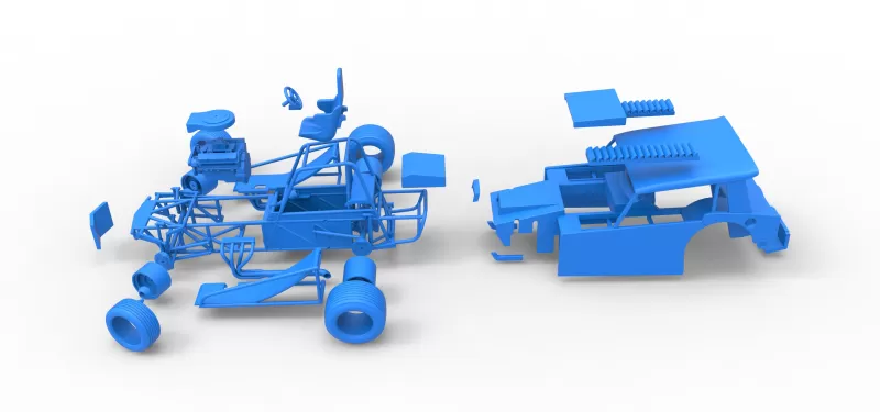 Vintage Dirt Modified stock car V6 while turning Scale 1:25 - Model preview 29