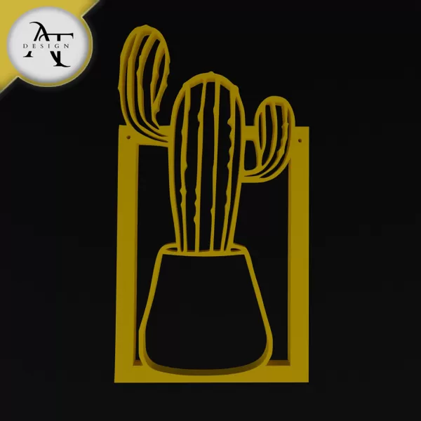 Cactus in pot - 2D Wall Art Decor - Model preview 1