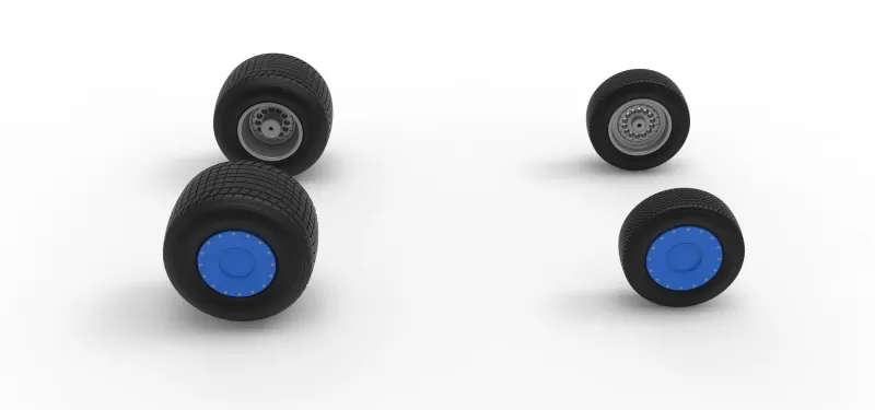 Wheel Set of Vintage Dirt Silver Crown Car Scale 1:25 - Model preview 10