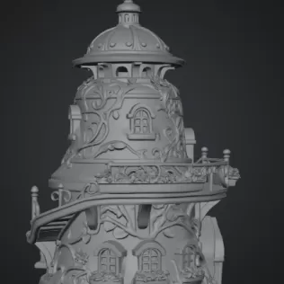 Fantasy Bell Tower House STL File for 3D Print - Model thumbnail 11