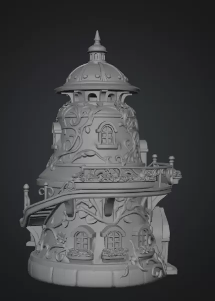Fantasy Bell Tower House STL File for 3D Print - Model preview 11