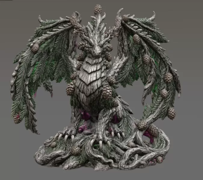 Ancient Forest Guardian Dragon STL File for 3D Print - Model preview 8