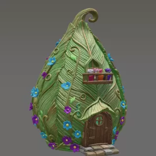 Enchanted Leaf Fairy House STL File 3D Printable Fantasy Cottage - Model thumbnail 7
