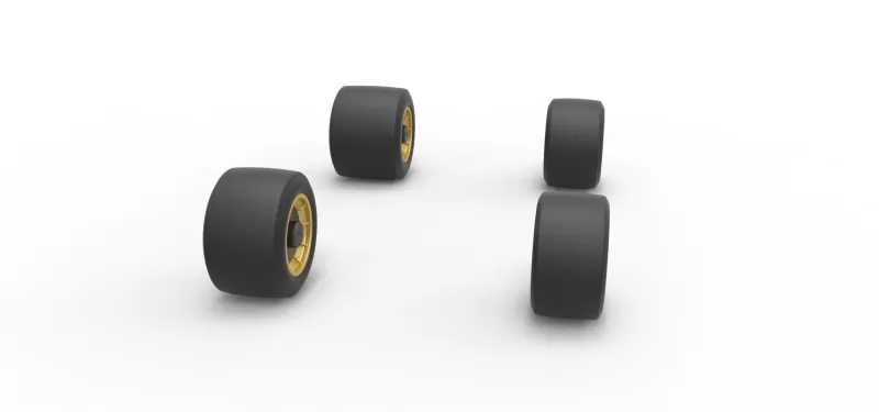 Wheel set of Vintage Asphalt Supermodified stock car 1:25 - Model preview 3