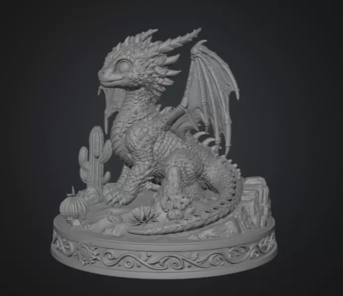 Fantasy Desert Dragon STL File for 3D Printing - Model preview 8