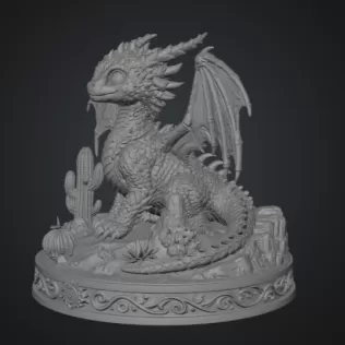 Fantasy Desert Dragon STL File for 3D Printing - Model thumbnail 8