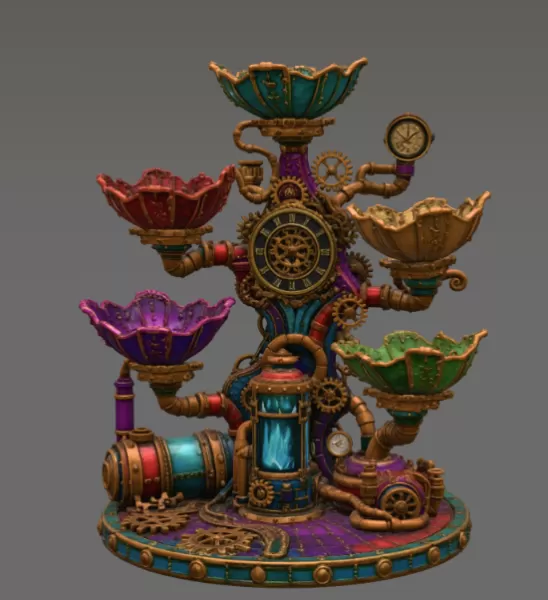 Steampunk Clockwork Bowl Organizer STL File for 3D Print - Model preview 13