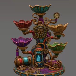 Steampunk Clockwork Bowl Organizer STL File for 3D Print - Model thumbnail 13