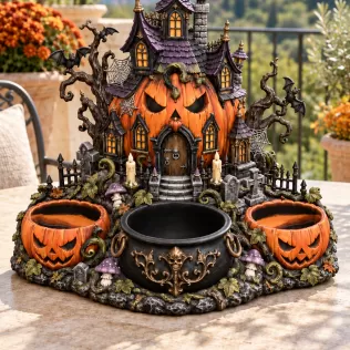 Haunted Pumpkin House Organizer STL File for 3D Print - Model thumbnail 2