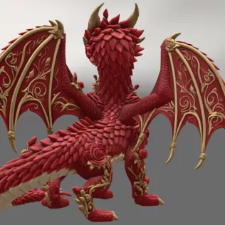 Crimson Rose Dragon STL File for 3D Print - Model thumbnail 10