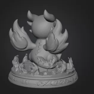 Fire Baby Dragon STL File 3D Printable Cute Fire Dragon Figurine - Model thumbnail 11