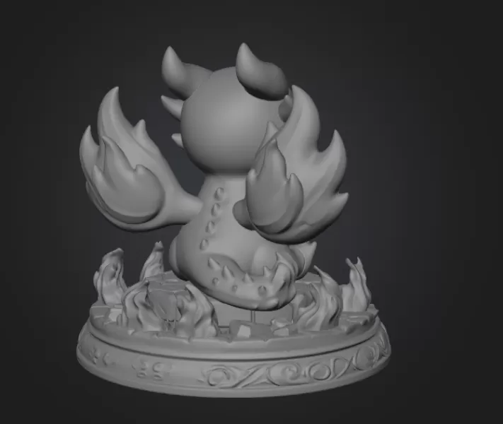 Fire Baby Dragon STL File 3D Printable Cute Fire Dragon Figurine - Model preview 11