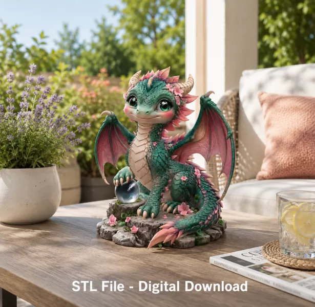 Blossom Baby Dragon STL File for 3D Print - Model preview 1