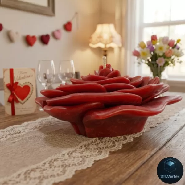 Rose Candle 3D Printable Model - Model preview 1