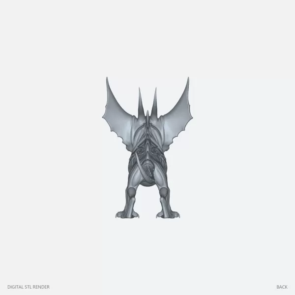 Horned Night Hound - 100 mm STL - Model preview 4