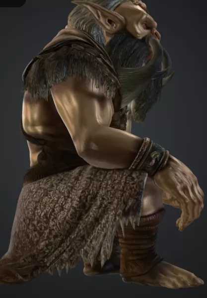 Orc sitzend mit grossen zähnen - Model preview 2