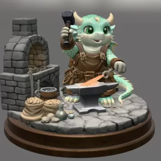 Blacksmith Dragon STL File for 3D Print - Model thumbnail 7