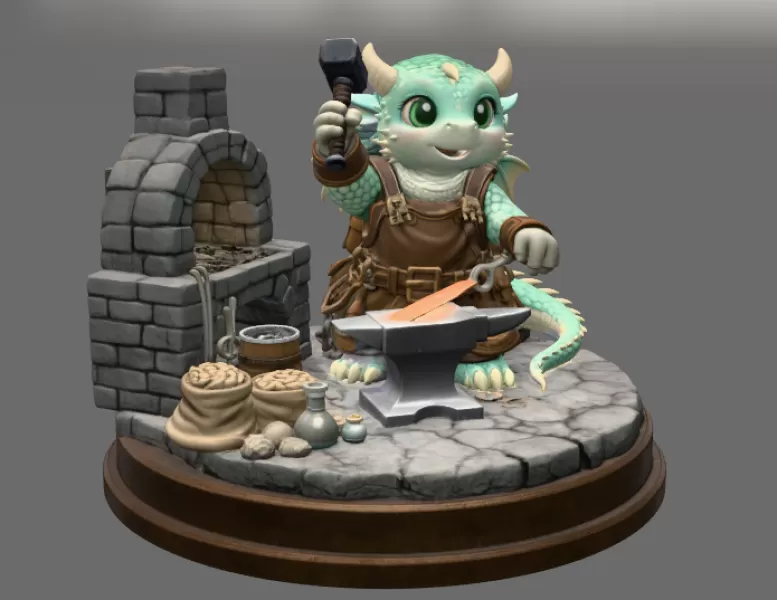 Blacksmith Dragon STL File for 3D Print - Model preview 7