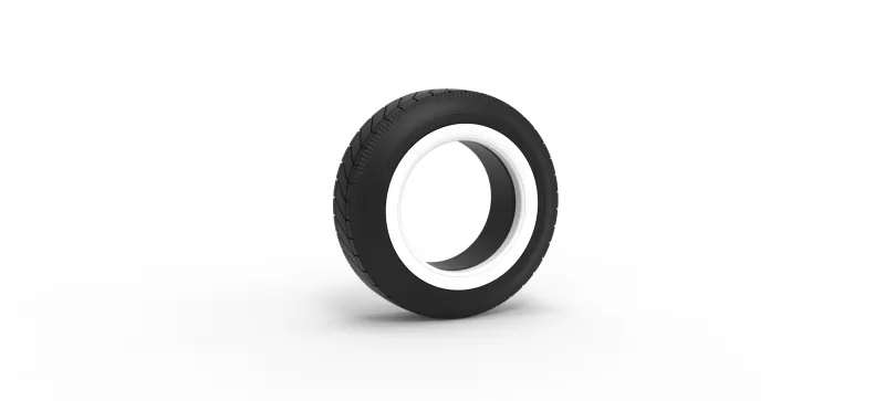 Vintage dirt Whitewall tire Scale 1:25 - Model preview 1