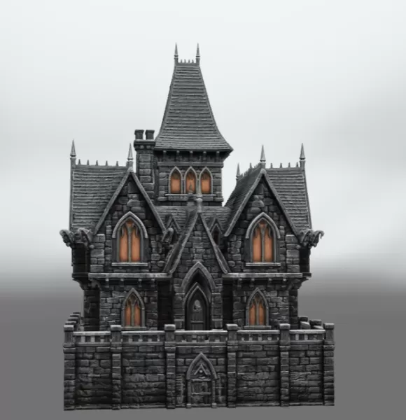 Dark Fantasy Mansion STL File for 3D Printing - Model preview 5