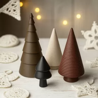 Minimal Christmas Tree Decor Set | 4 pcs Modern Holiday Trees - Model thumbnail 1