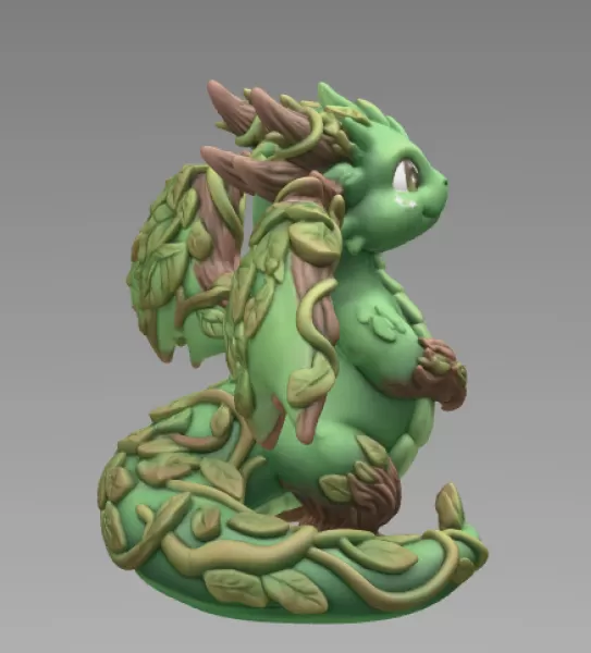 Wood Dragon – STL File 3D Printable Fantasy Dragon Figurine - Model preview 7