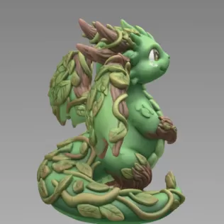 Wood Dragon – STL File 3D Printable Fantasy Dragon Figurine - Model thumbnail 7