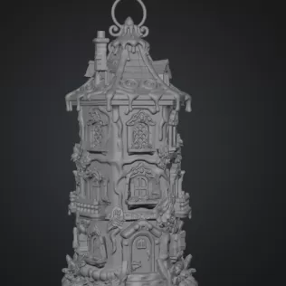Fantasy Tower Lantern House STL File for 3D Print - Model thumbnail 9