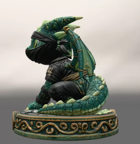 Cute Fantasy Ninja Dragon STL File for 3D Printing - Model preview 4