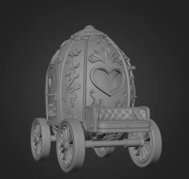 Royal Fantasy Egg Carriage – STL File 3D Printable - Model preview 10