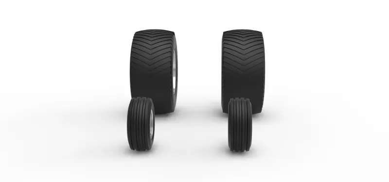 Wheel set of Pro Stock Pulling Tractor Version 4 Scale 1:25 - Model preview 3