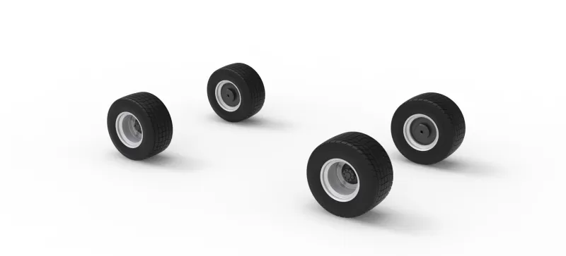Wheel Set of Vintage Dirt late model Race car V2 Scale 1:25 - Model preview 7