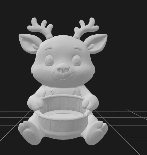 Deer Holding a Gift Basket - Model preview 2