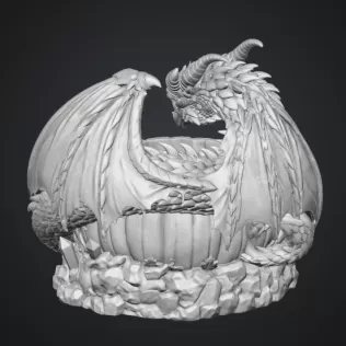 Halloween Dragon Pumpkin Bowl STL File for 3D Print - Model thumbnail 14