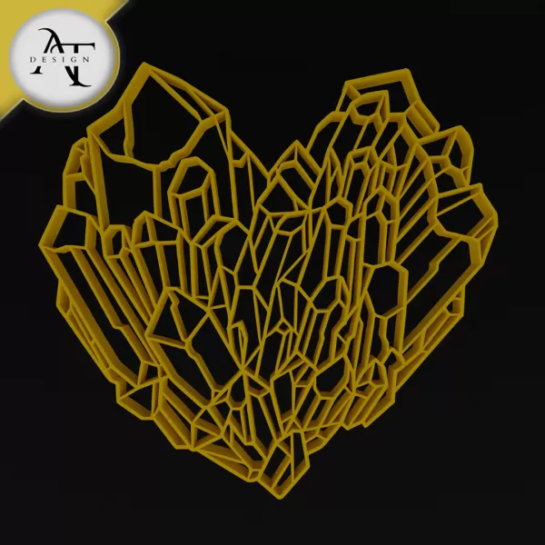 Crystal Heart - Geometric - 2D Wall Art Decor - Model preview 1