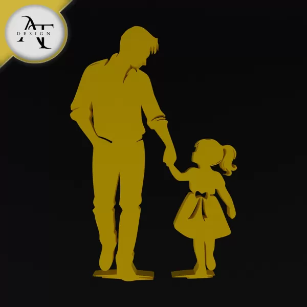Dad and daughter - Silhouette - 2D Wall Art Decor - Model preview 1